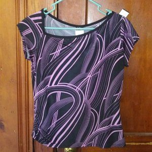 Vanity Black and Pink Asymmetrical Blouse sz. L